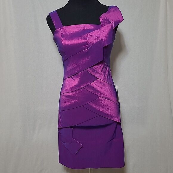 Chicas Dresses & Skirts - Chicas Dress Size Medium Purple Pink Shiny Stretch Form Fitting Prom Formal